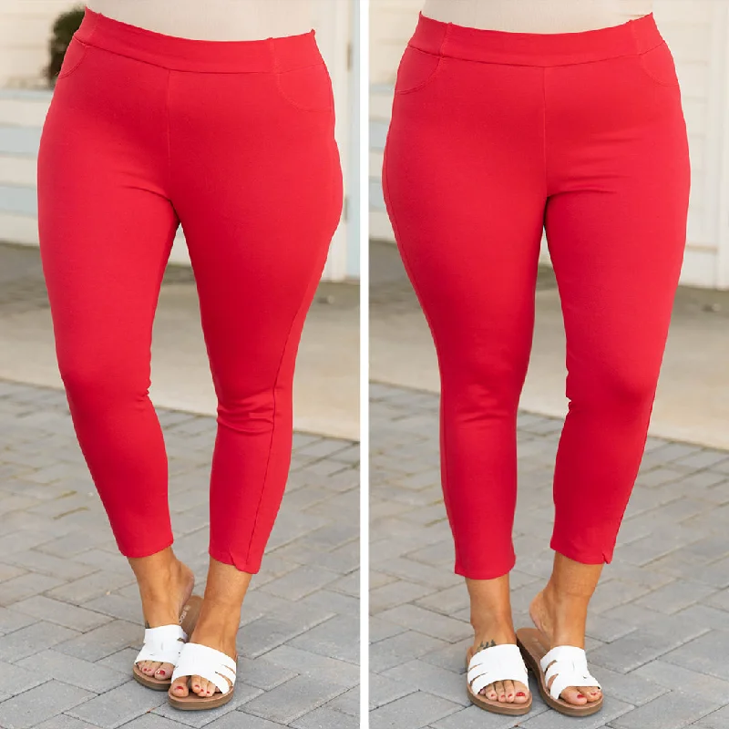 Business Lady Pants, Red