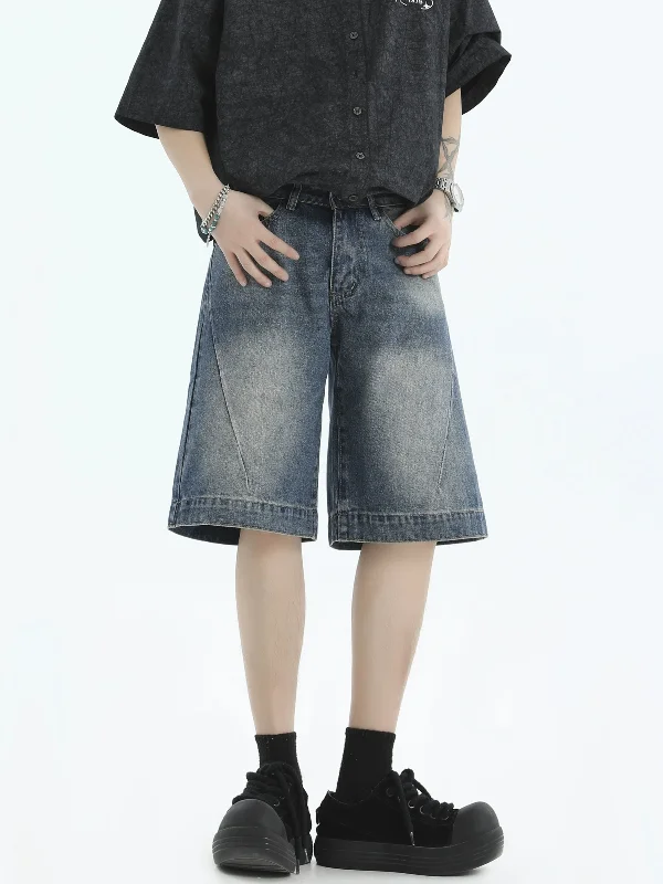 Faded Knee Denim Shorts