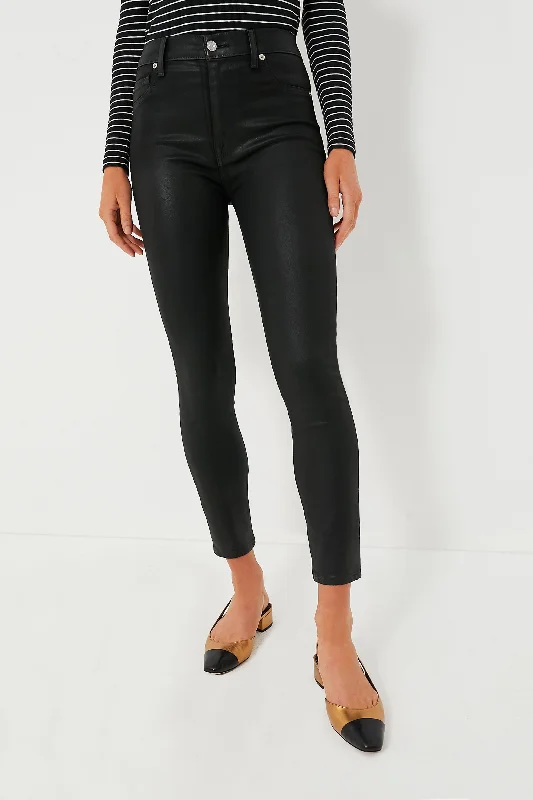 The Black Coated High Waist Ankle Skinny