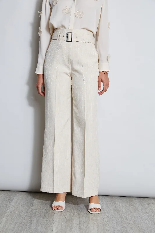 Stripe Wide Leg Belted Pant