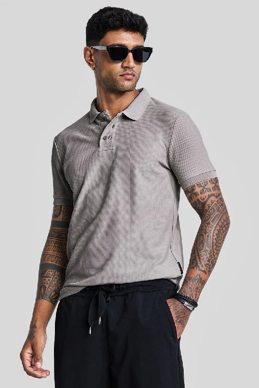 Light Grey Textured Polo T-Shirt