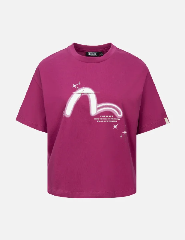 Seagull and Galaxy Print Drop Shoulder T-Shirt