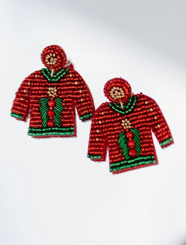 Beaded Ugly-Sweater Earrings