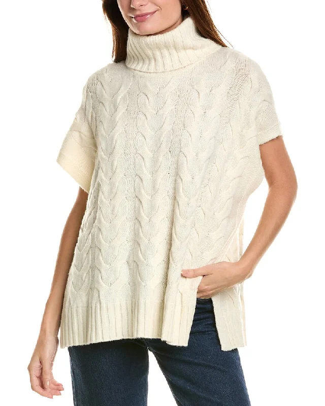 Forte Cashmere Luxe Cable Cowl Wool & Cashmere-Blend Popover Sweater