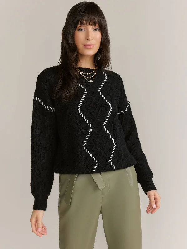 Dreamers Long Sleeve Crew Neck Cable Sweater - Brands We Love