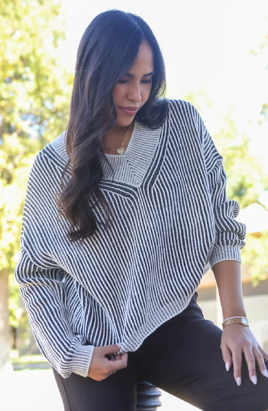 Sweet Style Black Ribbed Sweater