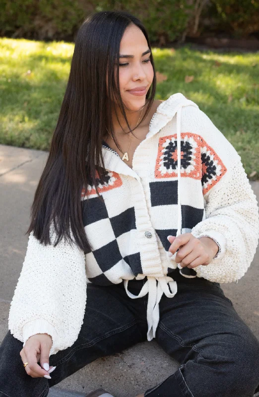 This Feels Right Checkered Hooded Sweater