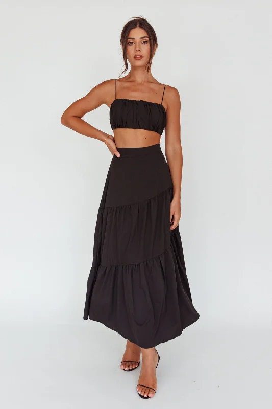 Bondi Waist Tie Maxi Skirt Black