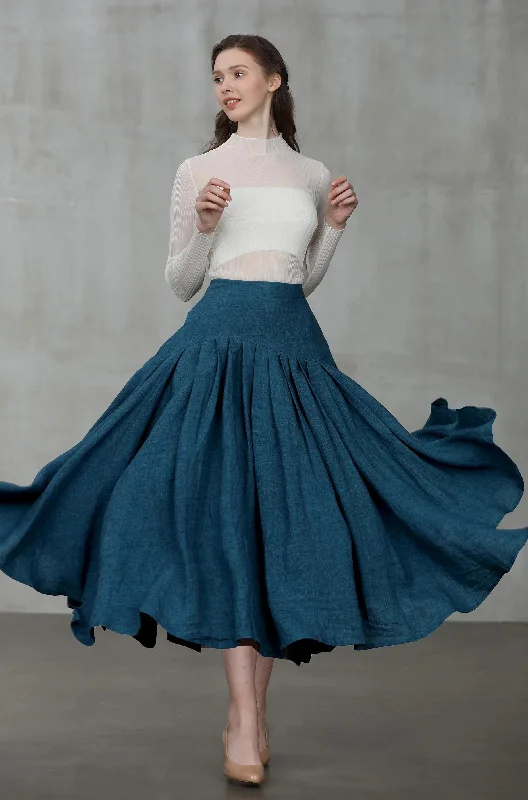 Opera 25 | peacock blue linen skirt