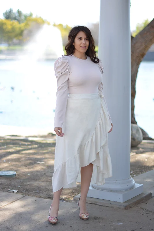 Jada Beige Wrap Skirt