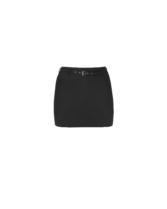 RUE BELTED MINI SKIRT BLACK