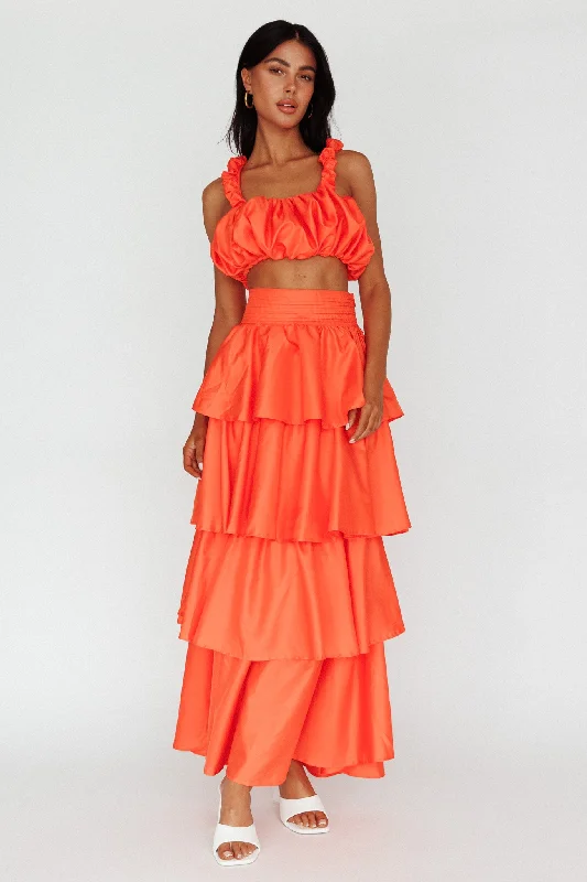 Sozo Layered Maxi Skirt Orange