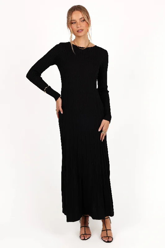 Alison Long Sleeve Maxi Dress - Black