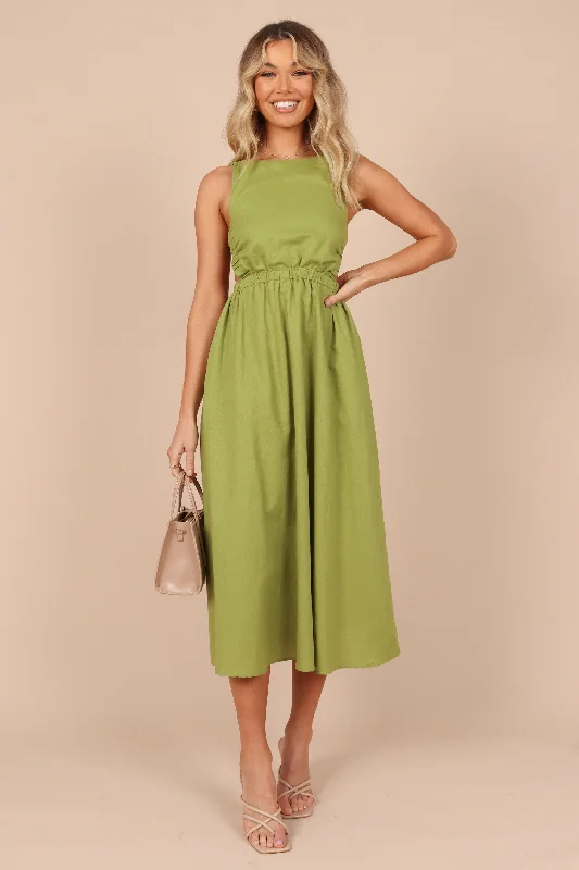 Aubrey Cutout Midi Dress - Green