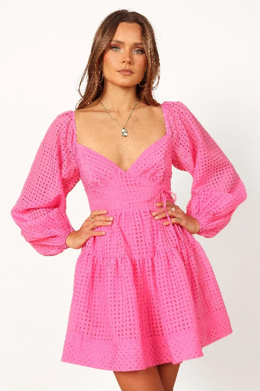 Augusta Long Sleeve Mini Dress - Magenta