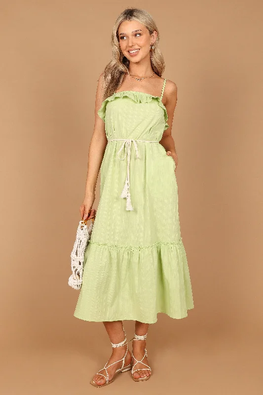 Capri Frilled Midi Dress - Lime