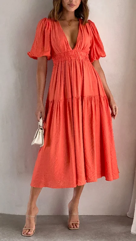 Erin Midi Dress - Melon