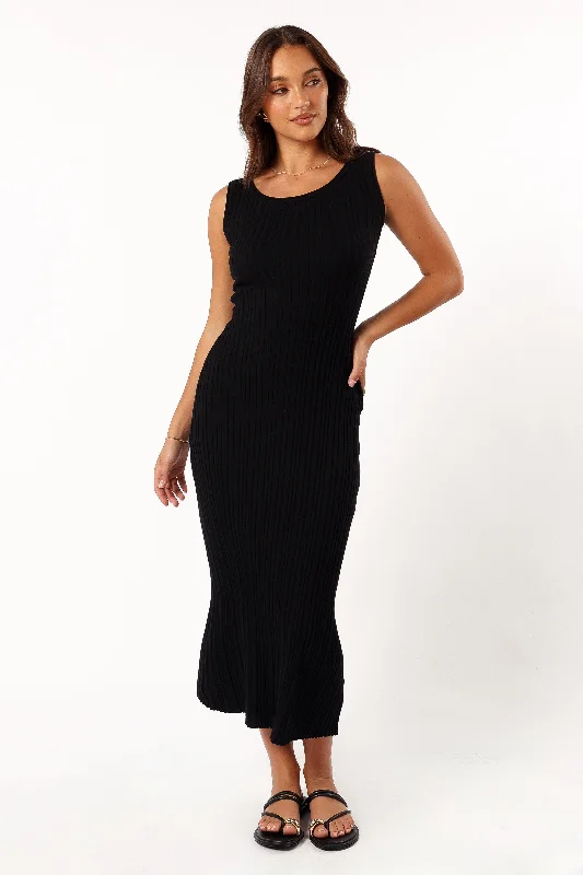 Reign Maxi Knit Dress - Black