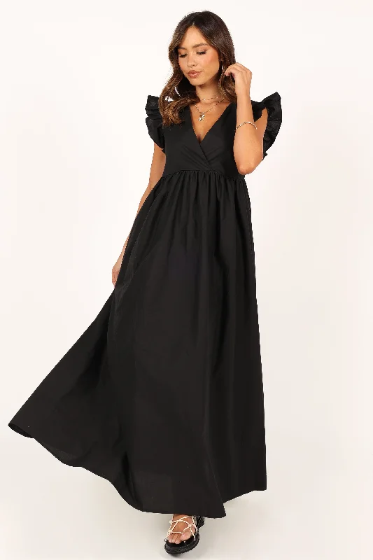 Scout Frill Shoulder Maxi Dress - Black