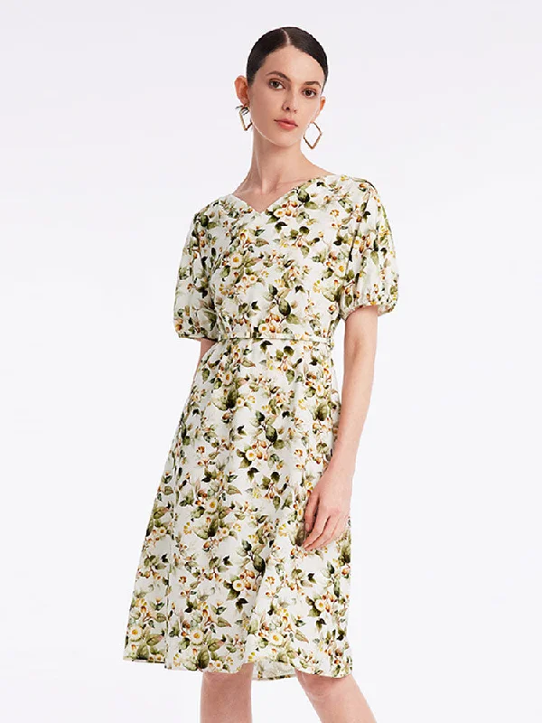 Floral Gathered Waist Mini Dress