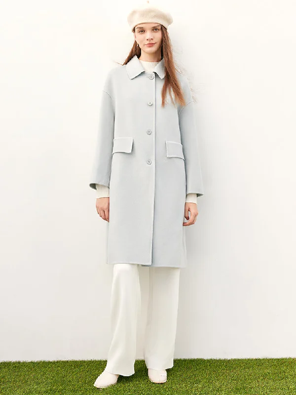 Foggy Grey Double Face Woolen Coat