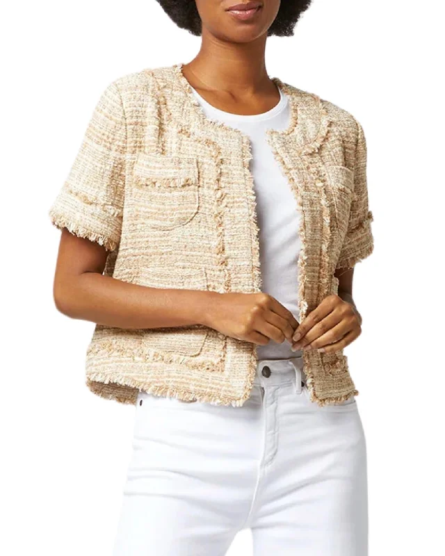 Short Sleeved Kiki Jacket In Raffia Textured Tweed)