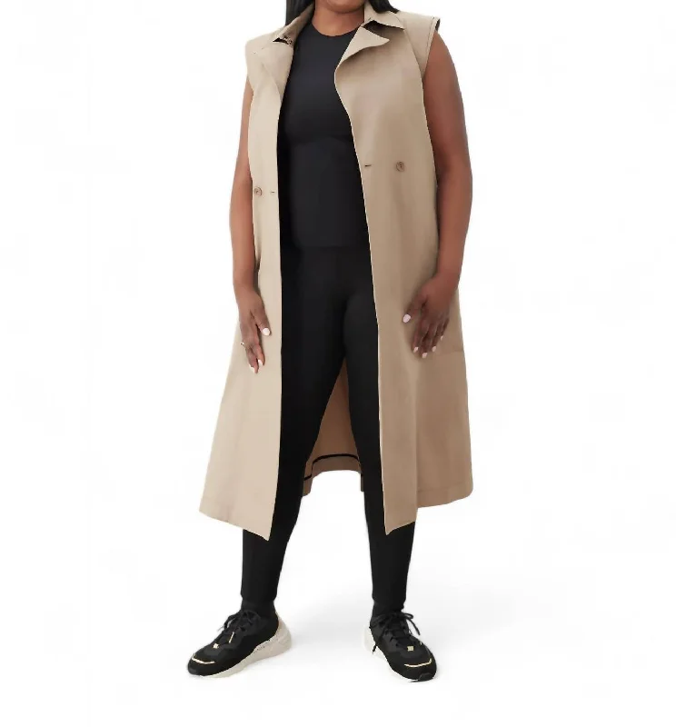 Sleeveless Trench Coat In Soho Stone