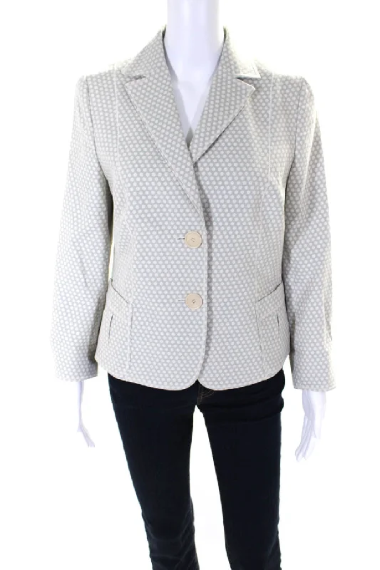 Akris Punto Women's Long Sleeves Unlined Two Button Blazer Polka Dot