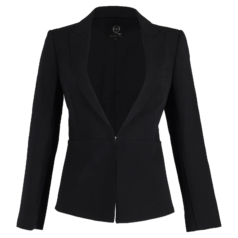 Alexander Mcqueen Deep Single-Breasted V-Neck Blazer With Invisible Zipper in Black Wool