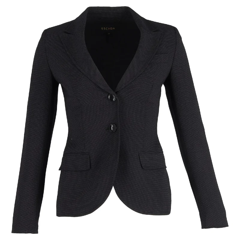 Escada Dotted Single-Breasted Blazer in Black Wool