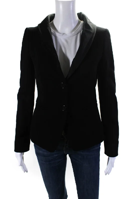 Etro Womens Button Down Tuxedo Lapel Blazer Jacket Black