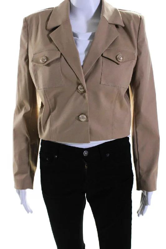 Generation Love Womens Karl Gabardine Blazer Jacket Beige Cotton