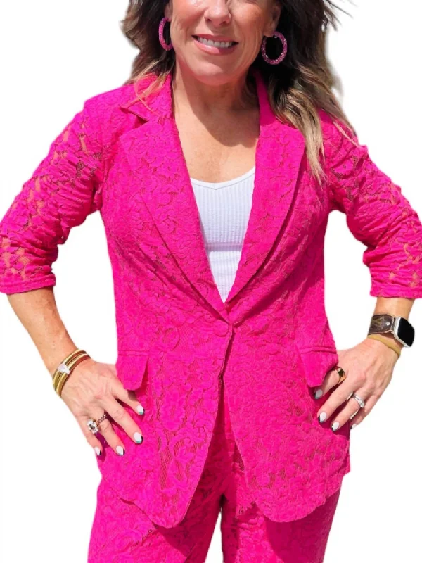 Lace Blazer In Hot Pink