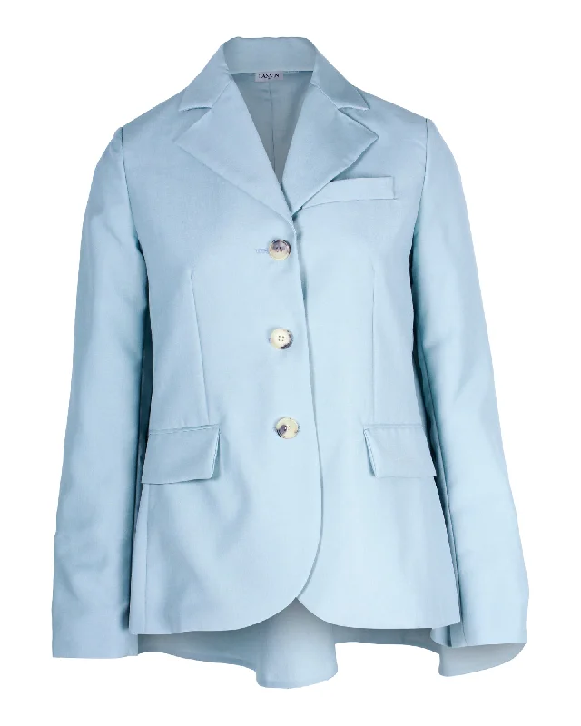 Lanvin Cape Blazer Jacket in Light Blue Wool