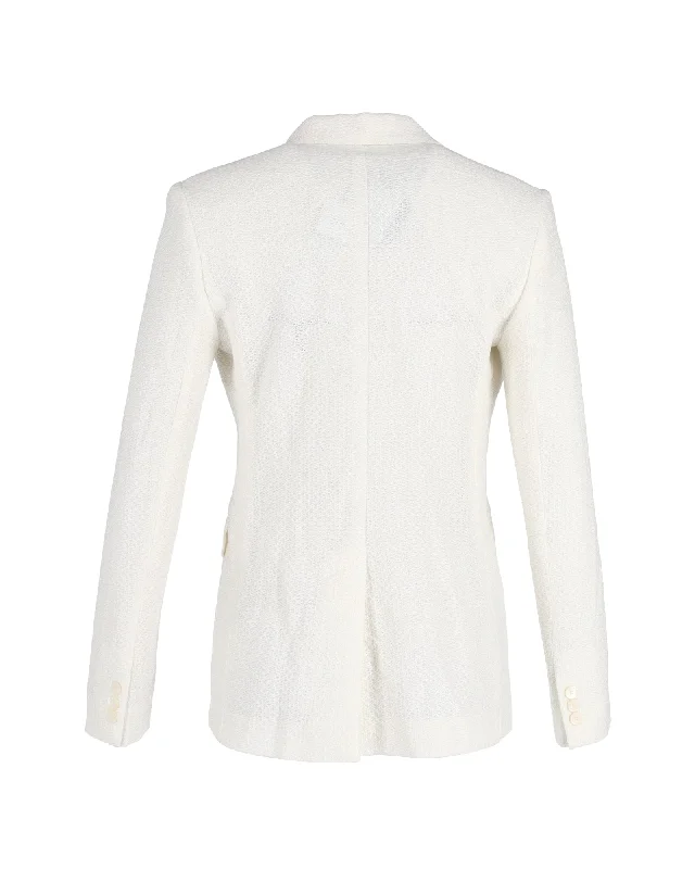 Max Mara Ritmo Double-Breasted Blazer in White Cotton