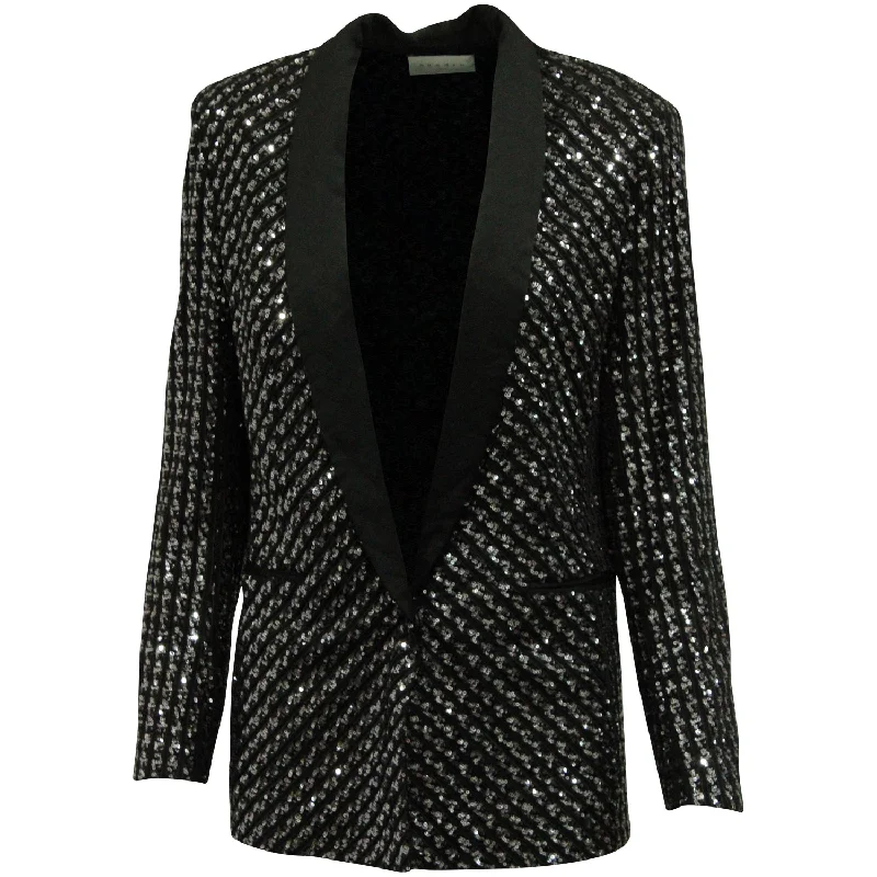 Sandro Paris Sequined Tailored Blazer in Black Polyester