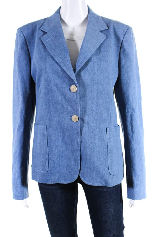 Sharis Place Womens Diana Denim Blazer Jacket Indigo Bleach Blue