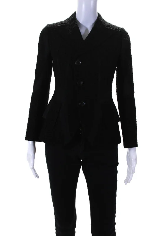 Shiro Sakai Womens New Classic Tailored Boucle Blazer Jacket Black