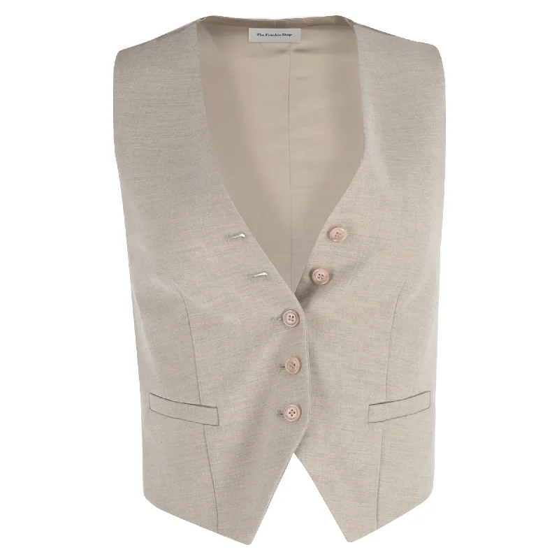 The Frankie Shop Vest in Beige Wool