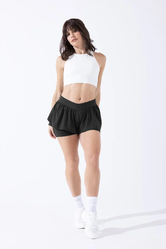 On the Run Ruffle Short - Black